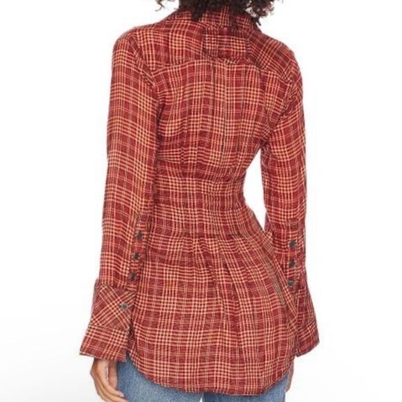 We the Free Catalina Remade Shirt in Red Combo Free People - Picture 4 of 6